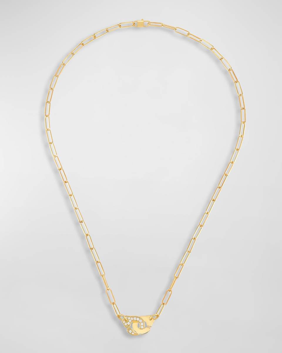 Yellow Gold Menottes R10 Medium Chain Necklace with 1 Side Diamond